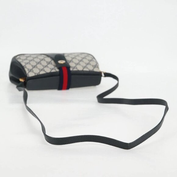 GUCCI GG Supreme Sherry Line Shoulder Bag PVC Navy Gold - Picture 5 of 16